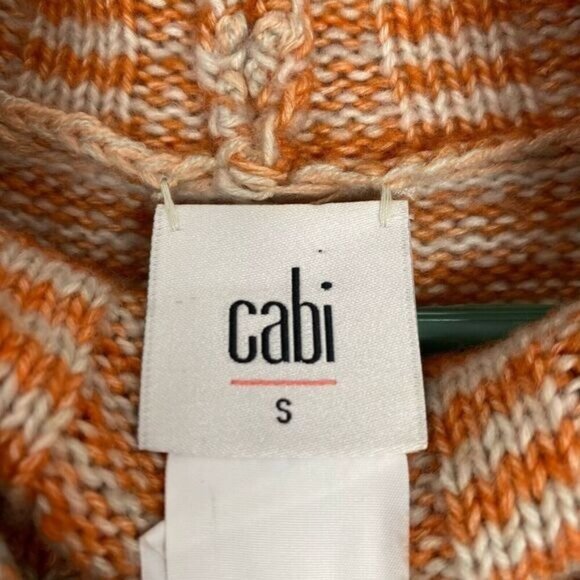 Cabi Sweater Womens Small Orange Striped Pullover Cowl Neck Knit Casual,Outdoor - Picture 3 of 9